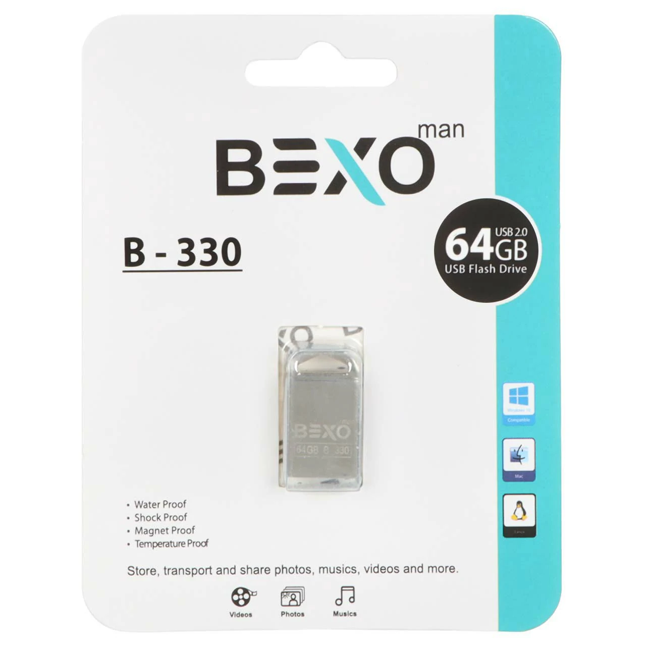 BEXO B-330 USB2.0 Flash Memory - 64GB نقره ای