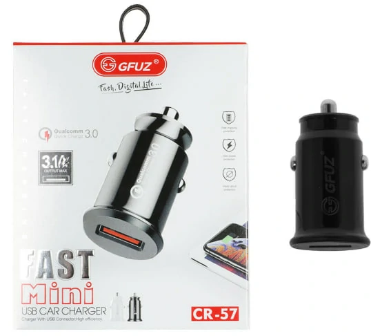شارژر فندکی 18W فست تک پورت GFUZ مدل CR-57 - مشکی - DST (گارانتی شش ماهه)