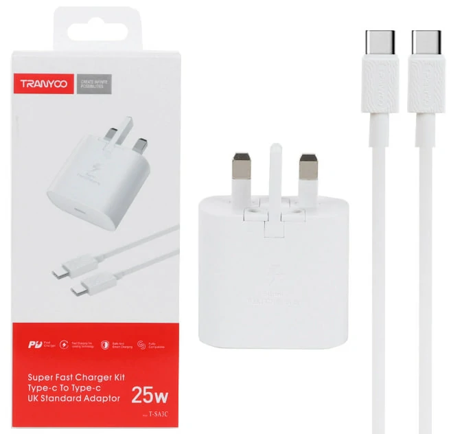 شارژر دیواری 25W فست و PD تک پورت Tranyoo مدل T-SA3C به همراه کابل شارژ Type-C - سفید