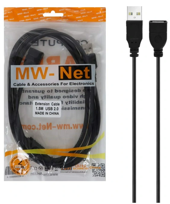 کابل افزایش طول 1.5 متری MW-Net USB 2.0 - مشکی - RYL