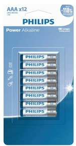باتری نیم قلمی فیلیپس مدل Power Alkaline LR03P12B/40 بسته 12 عددی