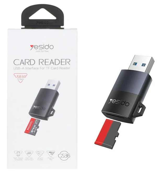 رم ریدر Yesido مدل GS36 USB3.0 TF Card Reader - خاکستری