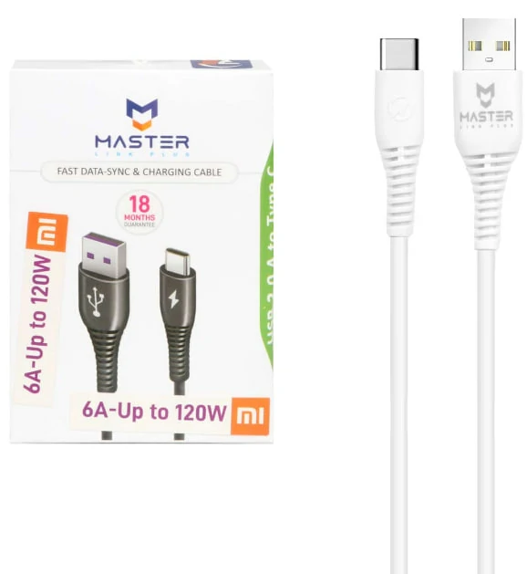 کابل شارژ توربو فست MASTER Type-C مدل ETM 003 120W - سفید